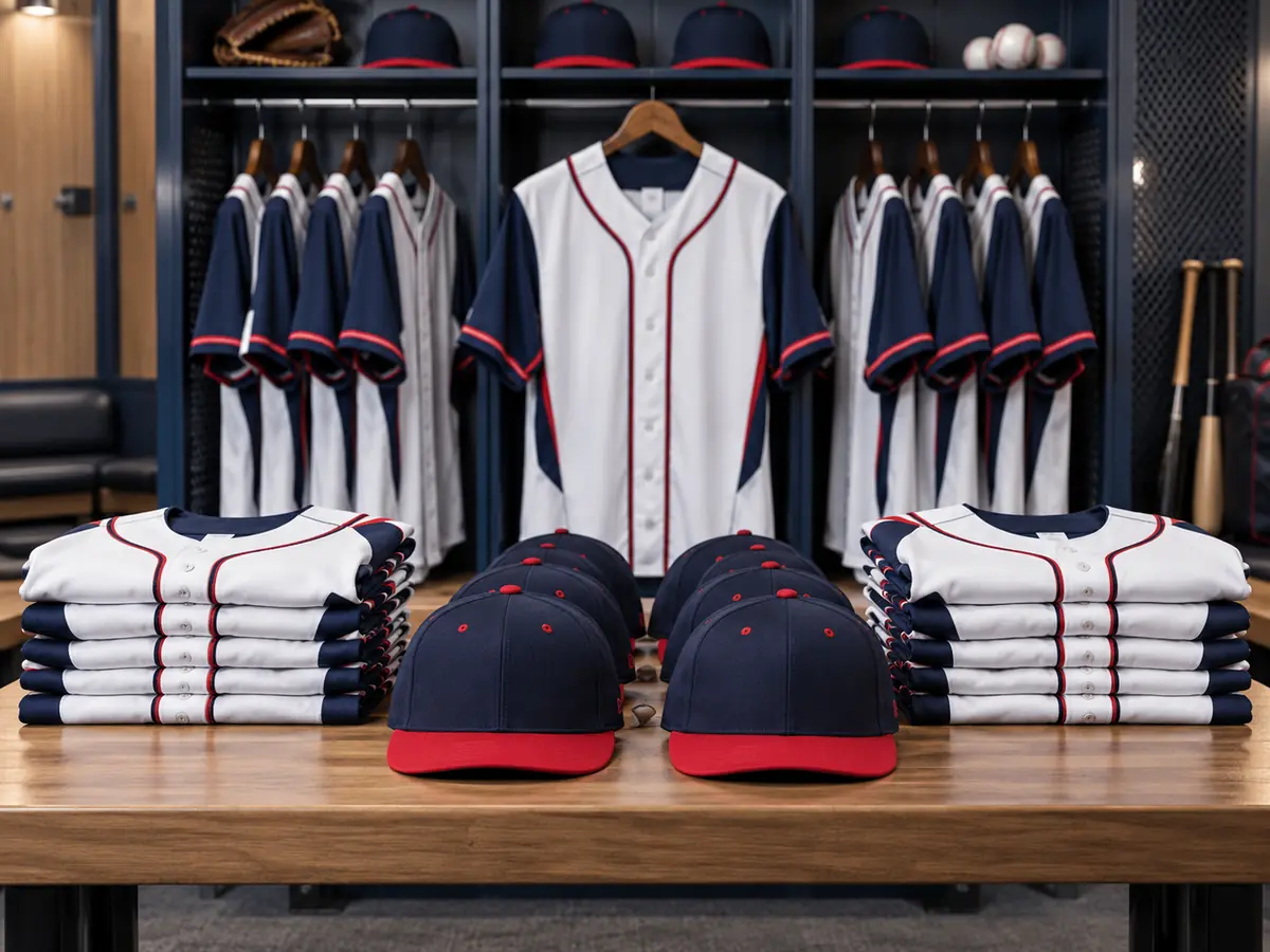 Custom baseball jerseys and caps produced for a US sports club